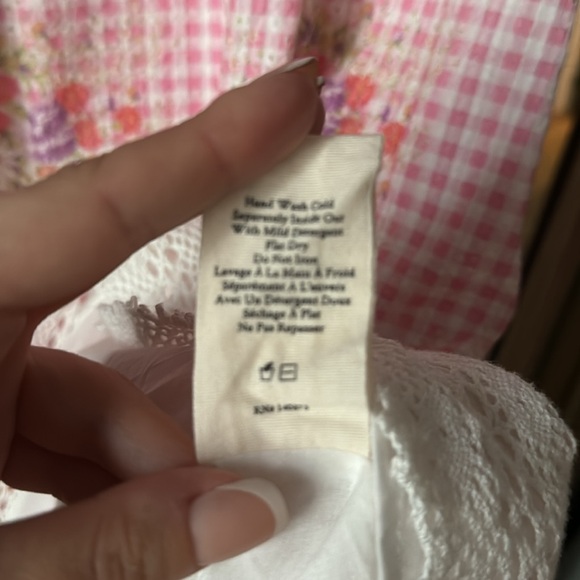 LoveShackFancy NWT Emeka Berry Picnic Pink Checkered Floral Midi Dress XS - Picture 7 of 7